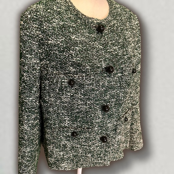 NWOT Mango Tweed Jacket with Buttons in Green & Black Women’s Plus Size 2XL - Picture 15 of 16